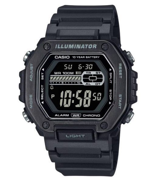 Casio Standard Digital schwarzes Harzarmband blaues Zifferblatt Quarz MWD-110HB-1BV 100M Herrenuhr