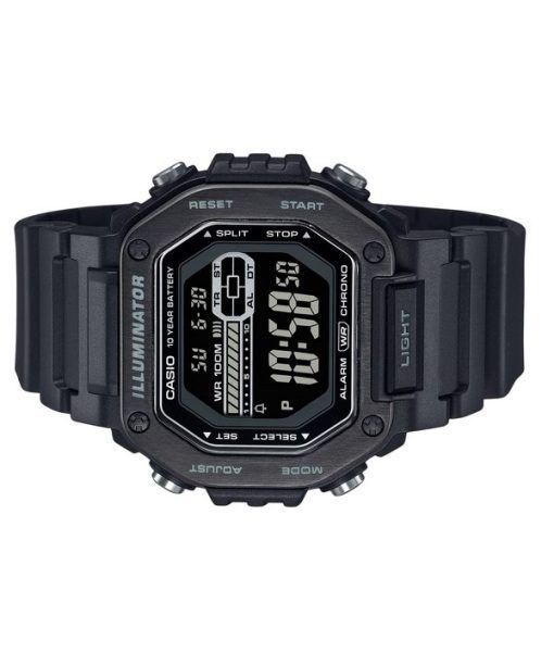 Casio Standard Digital schwarzes Harzarmband blaues Zifferblatt Quarz MWD-110HB-1BV 100M Herrenuhr