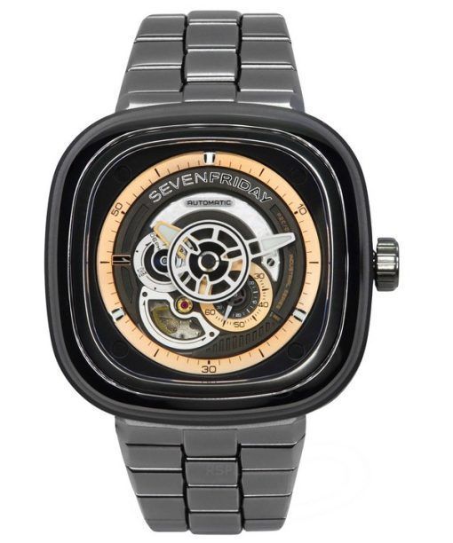 Sevenfriday P-Serie Edelstahl schwarzes Zifferblatt Automatik P2C/01M SF-P2C-01M Herrenuhr