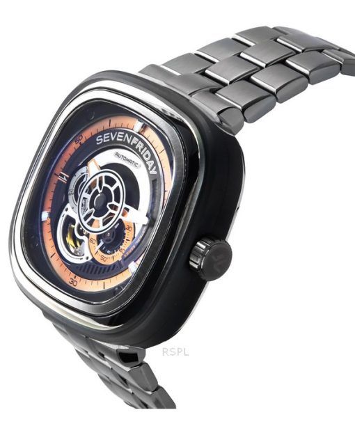 Sevenfriday P-Serie Edelstahl schwarzes Zifferblatt Automatik P2C/01M SF-P2C-01M Herrenuhr