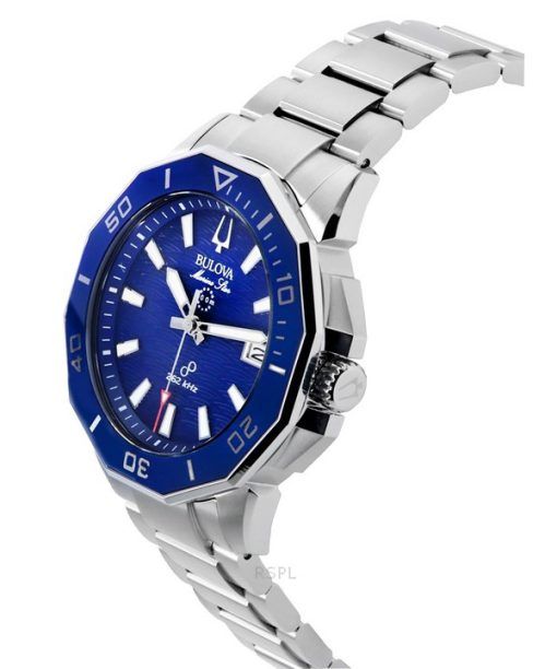 Bulova Marine Star Precisionist Edelstahl blaues Zifferblatt Quarz Taucheruhr 96B433 200M Herrenuhr