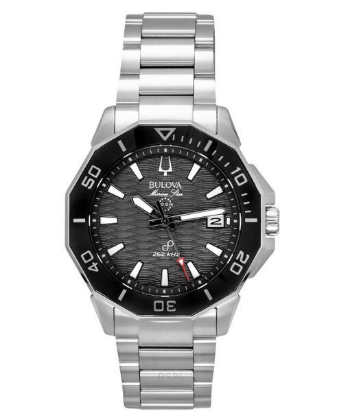 Bulova Marine Star Edelstahl schwarzes Zifferblatt Precisionist Quarz Taucheruhr 96B434 200M Herrenuhr