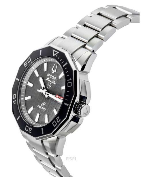 Bulova Marine Star Edelstahl schwarzes Zifferblatt Precisionist Quarz Taucheruhr 96B434 200M Herrenuhr