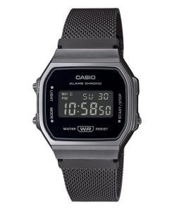 Casio Vintage Digital Edelstahl Mesh Armband Quarz A168WEMB-1B Unisex Uhr