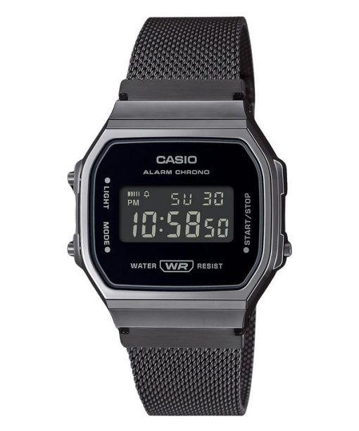 Casio Vintage Digital Edelstahl Mesh Armband Quarz A168WEMB-1B Unisex Uhr