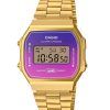 Casio Vintage Digital Goldfarbenes Edelstahlarmband Quarz A168WERG-2A Unisex-Armbanduhr