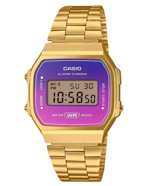 Casio Vintage Digital Goldfarbenes Edelstahlarmband Quarz A168WERG-2A Unisex-Armbanduhr