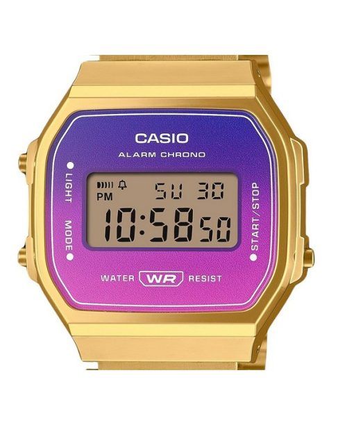 Casio Vintage Digital Goldfarbenes Edelstahlarmband Quarz A168WERG-2A Unisex-Armbanduhr