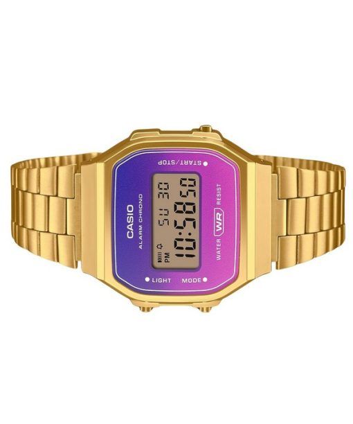 Casio Vintage Digital Goldfarbenes Edelstahlarmband Quarz A168WERG-2A Unisex-Armbanduhr