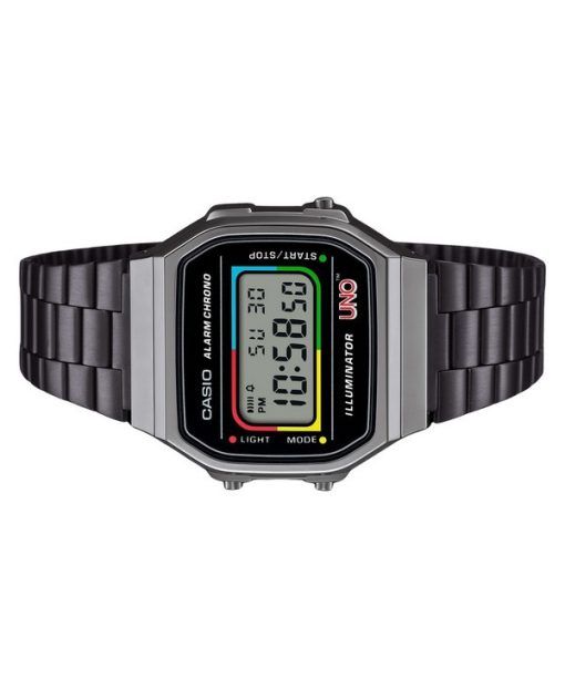 Casio Vintage Digital UNO Collaboration Modell Edelstahlarmband Quarz A168WEUC-1A Unisex Uhr