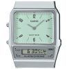 Casio Vintage Analog Digital Dual Time Edelstahlarmband Grünes Zifferblatt Quarz AQ-800E-3A Unisex Uhr