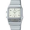 Casio Vintage Analog-Digital Dual Time Edelstahlarmband weißes Zifferblatt Quarz AQ-800E-7A2 Unisex Uhr