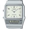 Casio Vintage Analog-Digital Dual Time Edelstahlarmband weißes Zifferblatt Quarz AQ-800E-7A2 Unisex Uhr