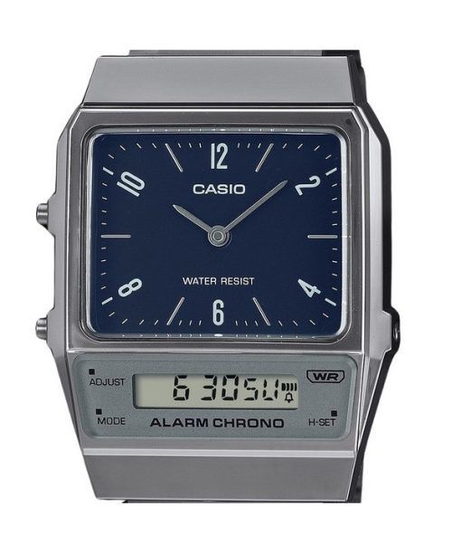 Casio Vintage Analog Digital Dual Time Edelstahlarmband Blaues Zifferblatt Quarz AQ-800EB-2A Unisex Uhr