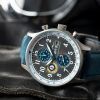 AVI-8 Hawker Hurricane Classic Chronograph Wimpel blaues Lederarmband graues Zifferblatt AV-4011-0F Herrenuhr