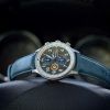 AVI-8 Hawker Hurricane Classic Chronograph Wimpel blaues Lederarmband graues Zifferblatt AV-4011-0F Herrenuhr