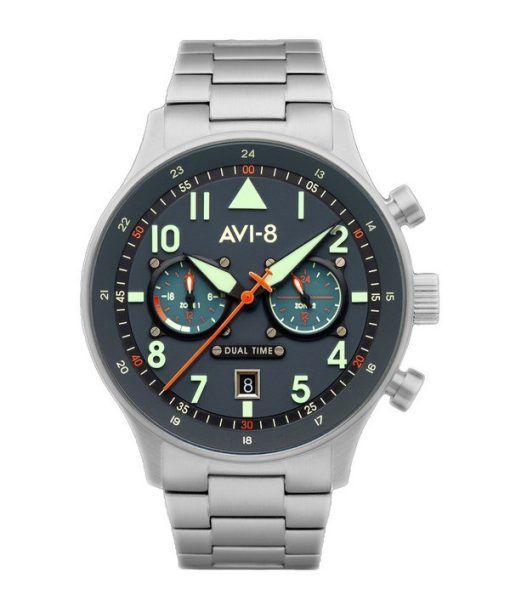 AVI-8 Hawker Hurricane Carey Dual Time Gütersloh Edelstahl Blaues Zifferblatt AV-4088-22 Herrenuhr