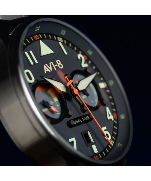 AVI-8 Hawker Hurricane Carey Dual Time Gütersloh Edelstahl Blaues Zifferblatt AV-4088-22 Herrenuhr