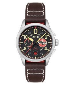 AVI-8 Spitfire Lock Chronograph Airfix Edition Raven Schwarzes Zifferblatt Quarz AV-4089-09 Herrenuhr