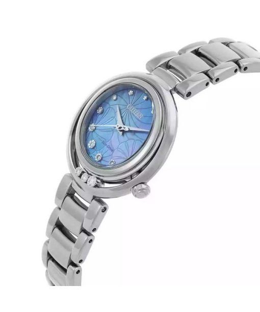 Citizen L Arcly Eco-Drive Diamant-Akzente Edelstahl Blaues Perlmutt-Zifferblatt EM1110-81N Damenuhr