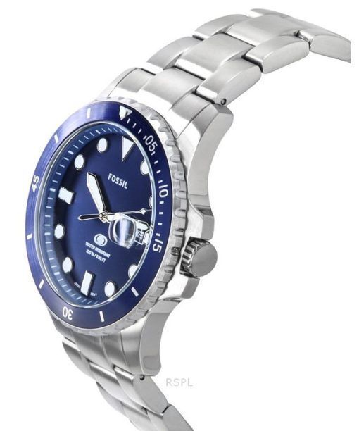 Fossil Blue Dive Edelstahl blaues Zifferblatt Quarz FS6029 100M Herrenuhr