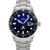 Fossil Blue Dive Edelstahl schwarzes und blaues Zifferblatt Quarz FS6038 100M Herrenuhr