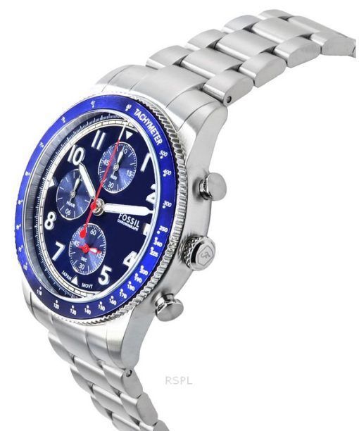 Fossil Sport Tourer Chronograph Edelstahl Blaues Zifferblatt Quarz FS6047 Herrenuhr