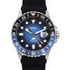 Fossil Blue GMT Silikonarmband Schwarz-Blaues Sunray-Zifferblatt Quarz FS6049 100M Herrenuhr