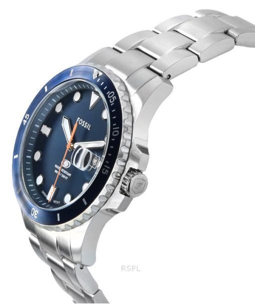 Fossil Blue Dive Edelstahl blaues Zifferblatt Quarz FS6050 100M Herrenuhr