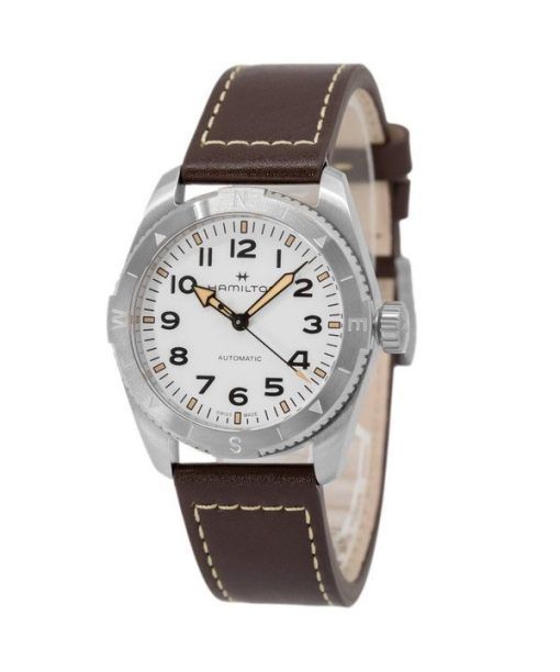 Hamilton Khaki Field Expedition Lederarmband weißes Zifferblatt Automatik H70225510 100M Herrenuhr