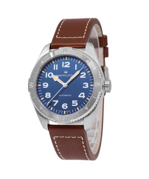 Hamilton Khaki Field Expedition Lederarmband blaues Zifferblatt Automatik H70315540 100M Herrenuhr