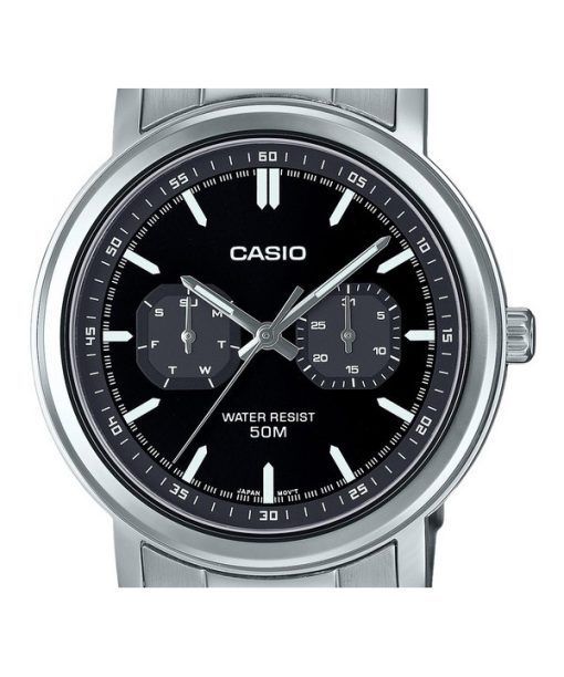 Casio Standard Analog Edelstahl schwarzes Zifferblatt Quarz MTP-E335D-1EV Herrenuhr