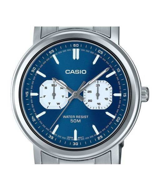 Casio Standard Analog Edelstahl Blaues Zifferblatt Quarz MTP-E335D-2E1V Herrenuhr