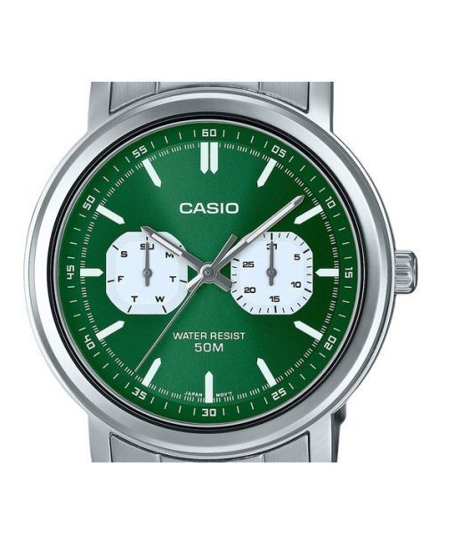 Casio Standard Analog Edelstahl Grünes Zifferblatt Quarz MTP-E335D-3EV Herrenuhr