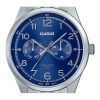 Casio Standard Analog Edelstahl Blaues Zifferblatt Quarz MTP-E340D-2AV Herrenuhr