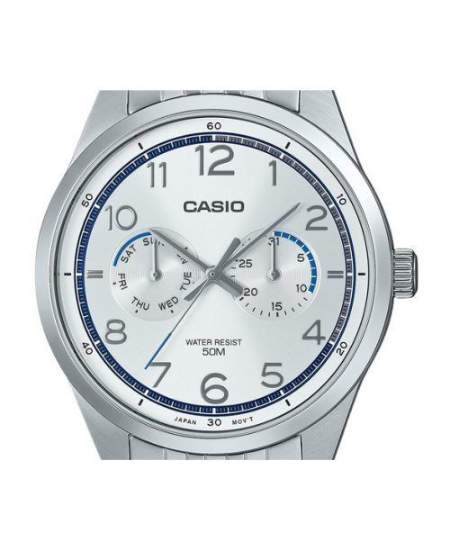 Casio Standard Analog Edelstahl Silber Zifferblatt Quarz MTP-E340D-7AV Herrenuhr