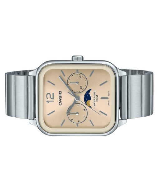 Casio Standard Analog Mondphase Edelstahl Champagner Zifferblatt Quarz MTP-M305D-9AV Herrenuhr