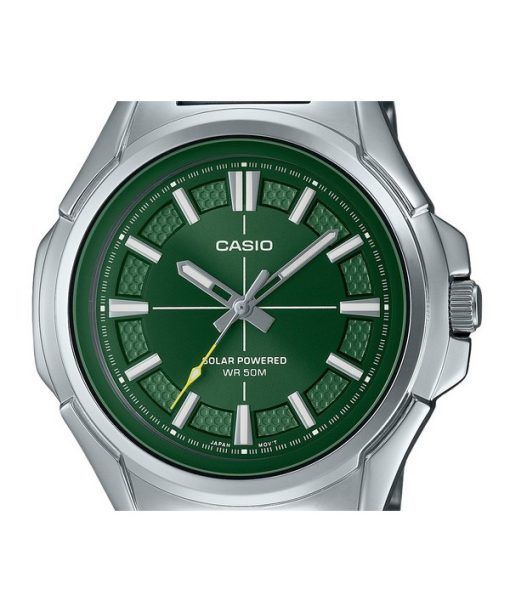 Casio Standard Analog Edelstahl Grünes Zifferblatt Solar MTP-RS100D-3AV Herrenuhr