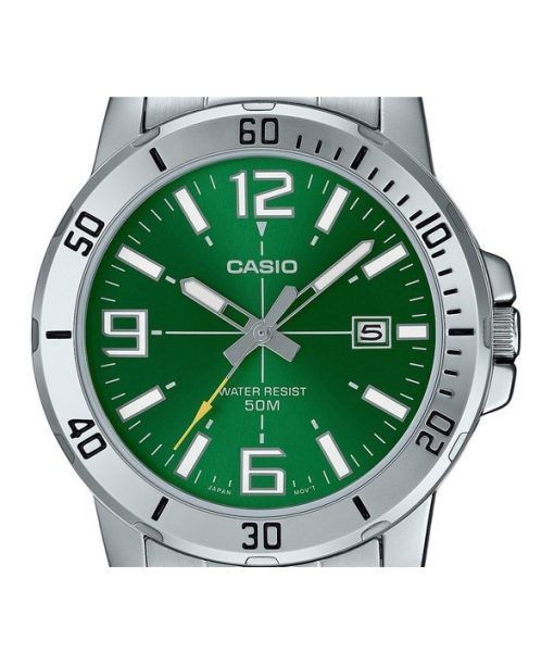 Casio Standard Analog Edelstahl Grünes Zifferblatt Quarz MTP-VD01D-3BV Herrenuhr