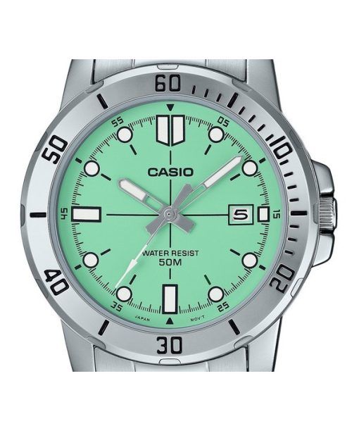 Casio Standard Analog Edelstahl Mintgrünes Zifferblatt Quarz MTP-VD01D-3E1V Herrenuhr