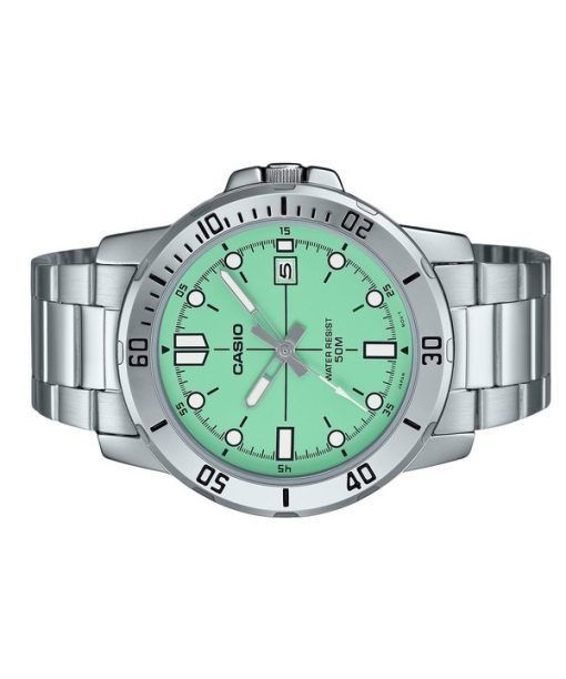 Casio Standard Analog Edelstahl Mintgrünes Zifferblatt Quarz MTP-VD01D-3E1V Herrenuhr