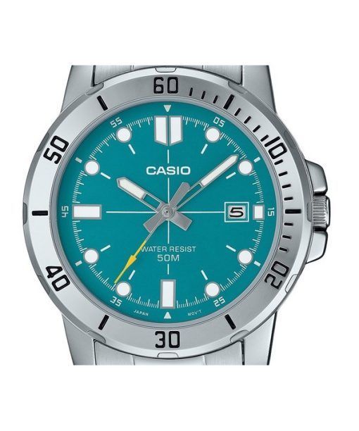 Casio Standard Analog Edelstahl Türkisblaues Zifferblatt Quarz MTP-VD01D-3E2V Herrenuhr