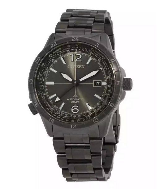 Citizen Promaster Air GMT Edelstahl schwarzes Zifferblatt automatische Taucheruhr NB6045-51H 200M Herrenuhr