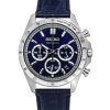 Seiko Spirit Chronograph Lederarmband blaues Zifferblatt Quarz SBTR019 100M Herrenuhr