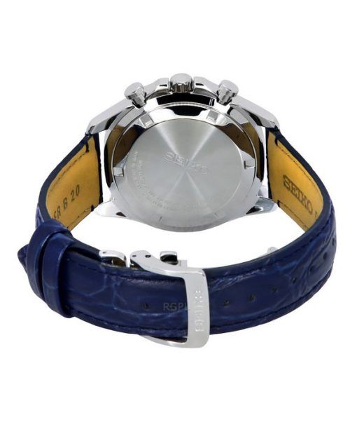 Seiko Spirit Chronograph Lederarmband blaues Zifferblatt Quarz SBTR019 100M Herrenuhr