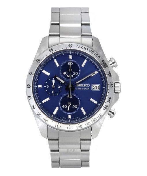 Seiko Spirit Chronograph Edelstahl blaues Zifferblatt Quarz SBTR023 100M Herrenuhr