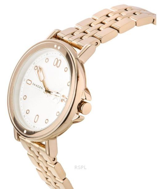 Skagen Signatur Lille Sport Roségoldfarbener Edelstahl Silbernes Zifferblatt Quarz SKW3136 Damenuhr