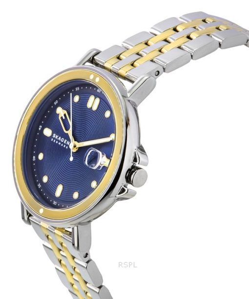 Skagen Signatur Lille Sport Zweifarbige Edelstahl Blaues Zifferblatt Quarz SKW3137 Damenuhr