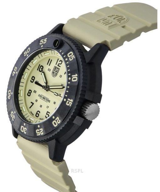 Luminox Original Navy Seal EVO Gummiarmband beiges Zifferblatt Quarz Taucheruhr XS.3010.EVO.S 200M Herrenuhr