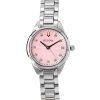 Bulova Sutton Edelstahl Diamant Akzente rosa Zifferblatt Quarz 96P249 Damenuhr